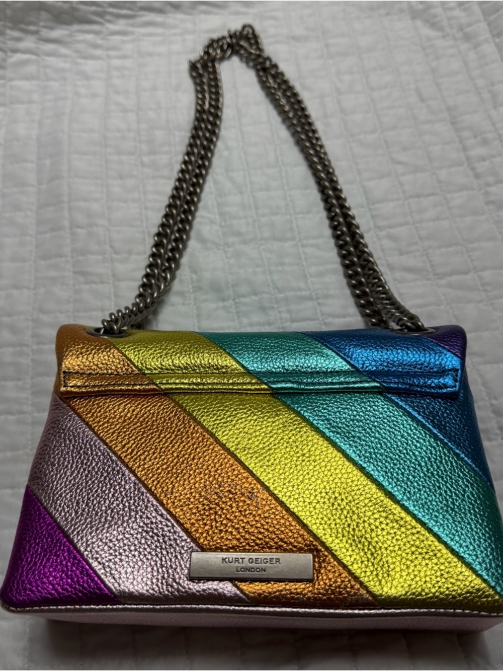 Kurt Geiger London Rainbow Metallic Kensington Chain Shoulder Bag - Picture 7 of 11